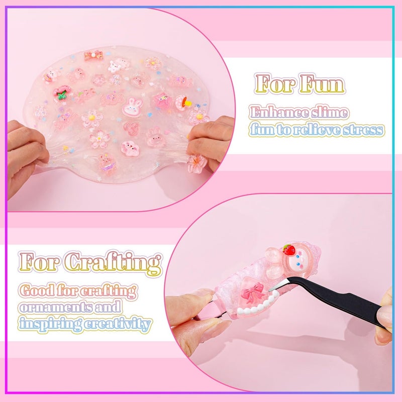 Glitzest 100PCS TINKRSTUFF Pink Slime Charms Jelly Cute Flatback Resin Charms for Slime, Kawaii Random Decoden Charm for Embellishments Phone Junk Case Charms Bulk, Hairpins Scrapbooking Crafting & DIY Decor - Image 5